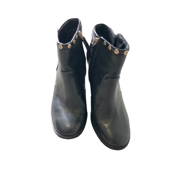 Tory Burch Black Leather Mae Heeled Ankle Booties - Picture 2 of 6